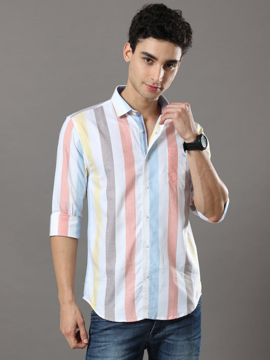 Blue And Yellow Stripes Shirt