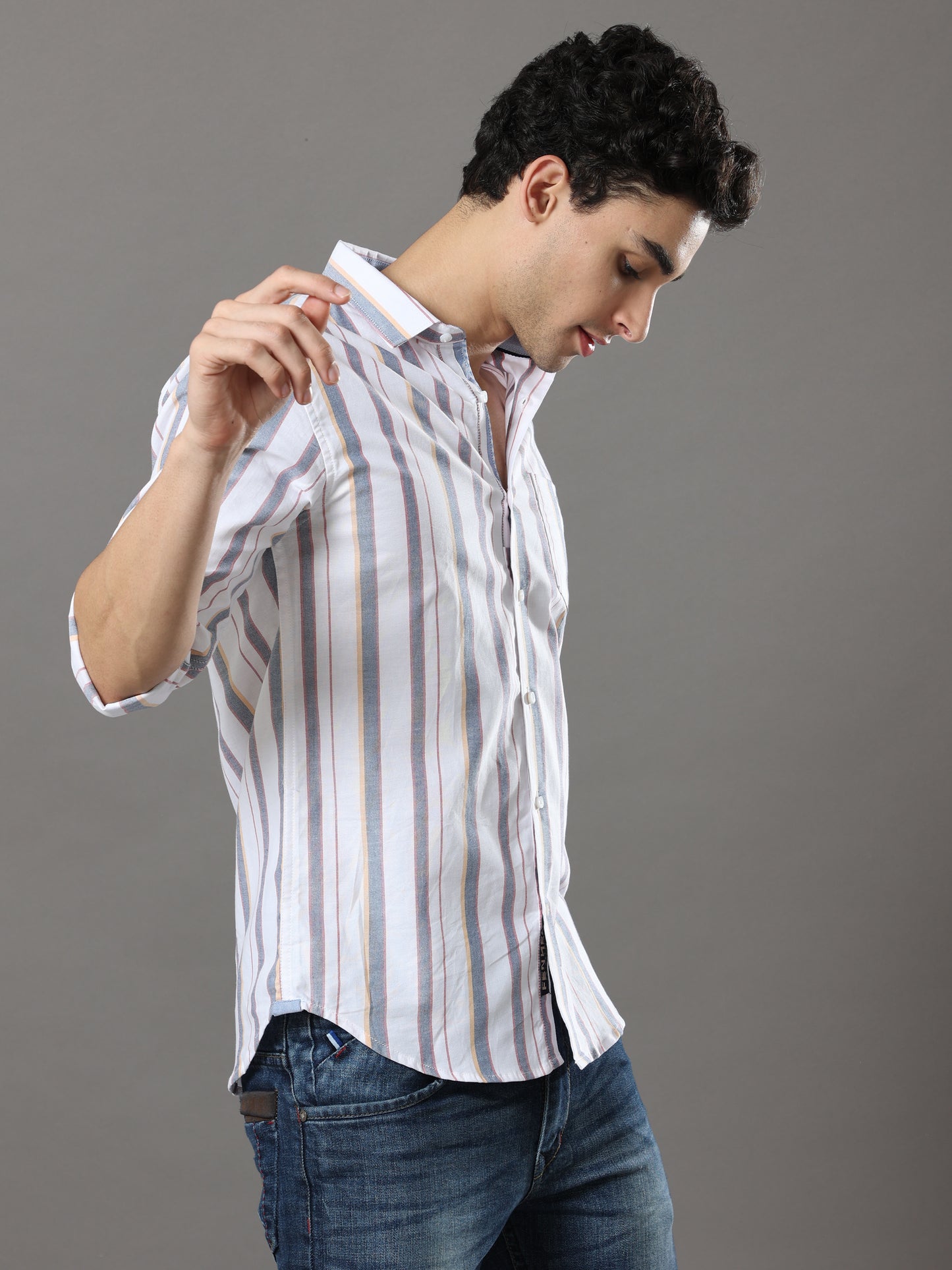 White And Grey Stripes Shirt