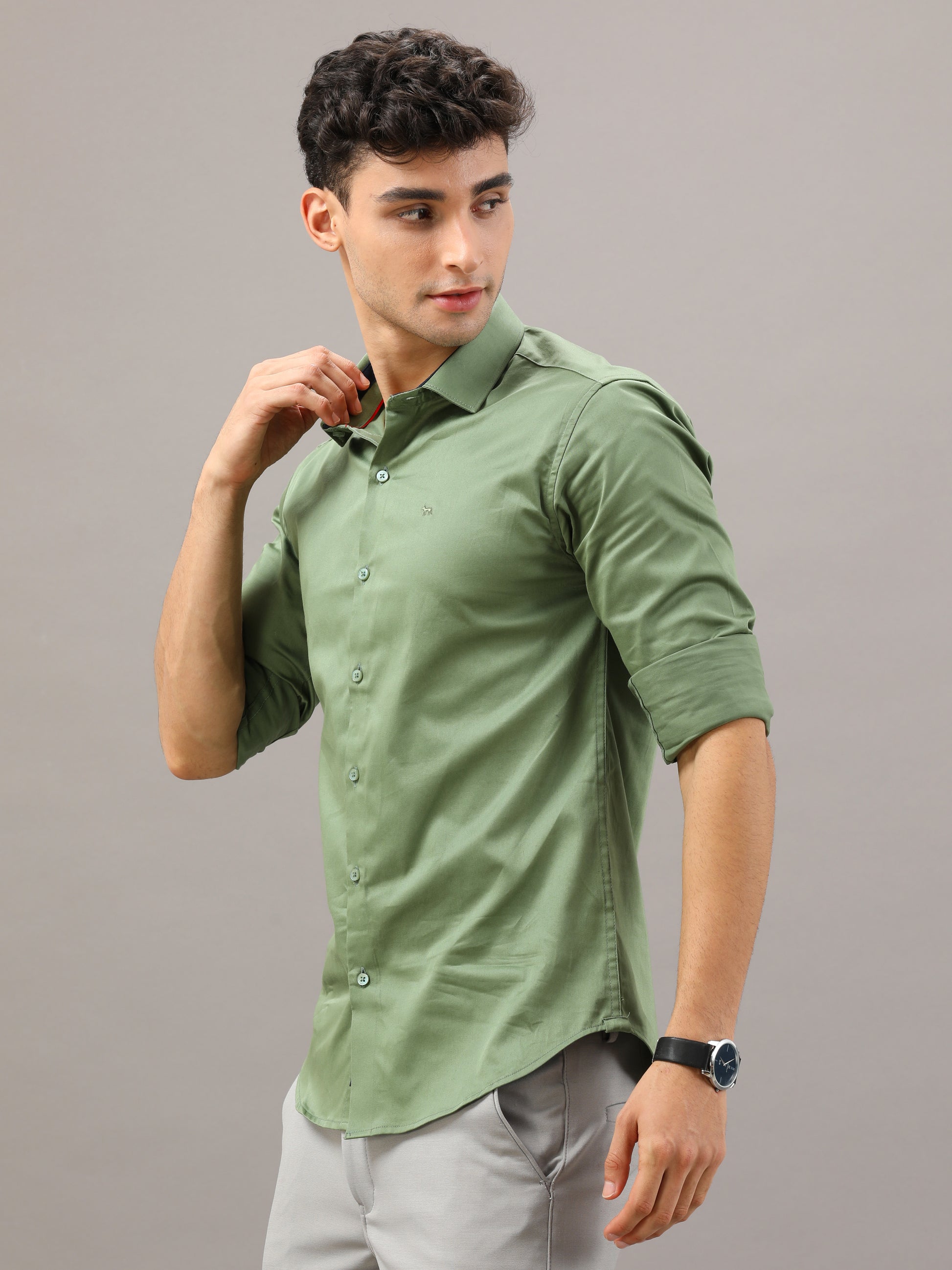 Plain Green shirt full sleeve