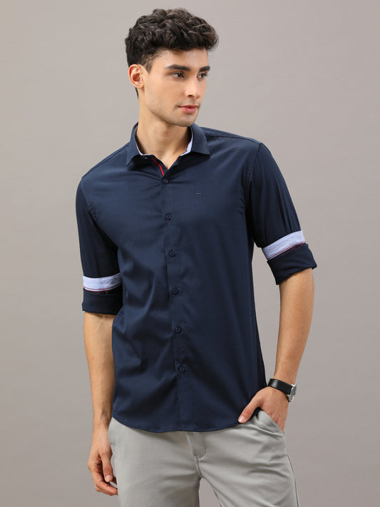 Plain navy blue shirt full sleeve